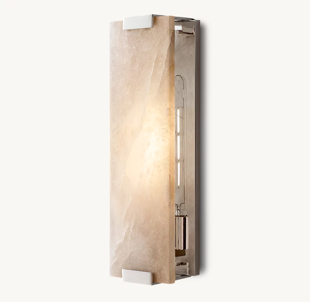 HAND-CARVED ALABASTER GRAND SCONCE - Image 2