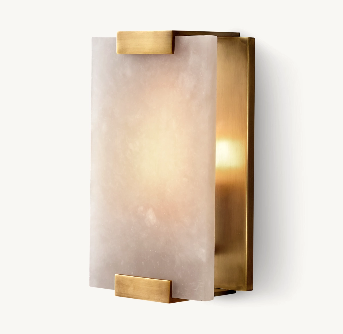 HAND-CARVED ALABASTER SCONCE - Lacquered Burnished Brass