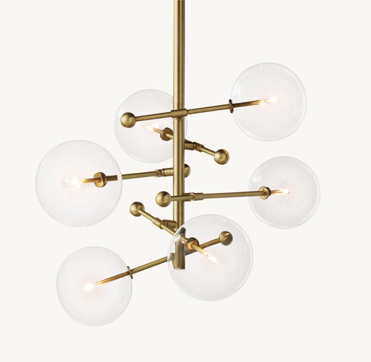 GLASS GLOBE MOBILE SIX-ARM CHANDELIER 40