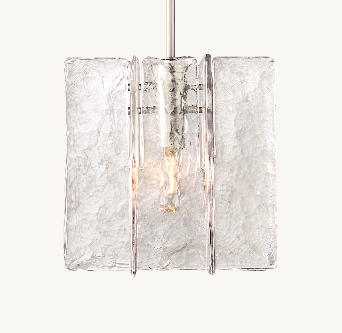 LATTICE CLEAR GLASS PENDANT - Satin Nickel