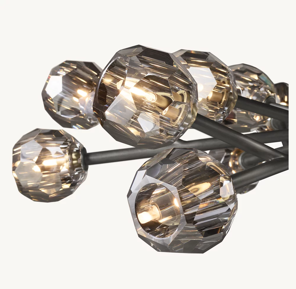 BOULE DE CRISTAL SMOKE GLASS ROUND CHANDELIER 36
