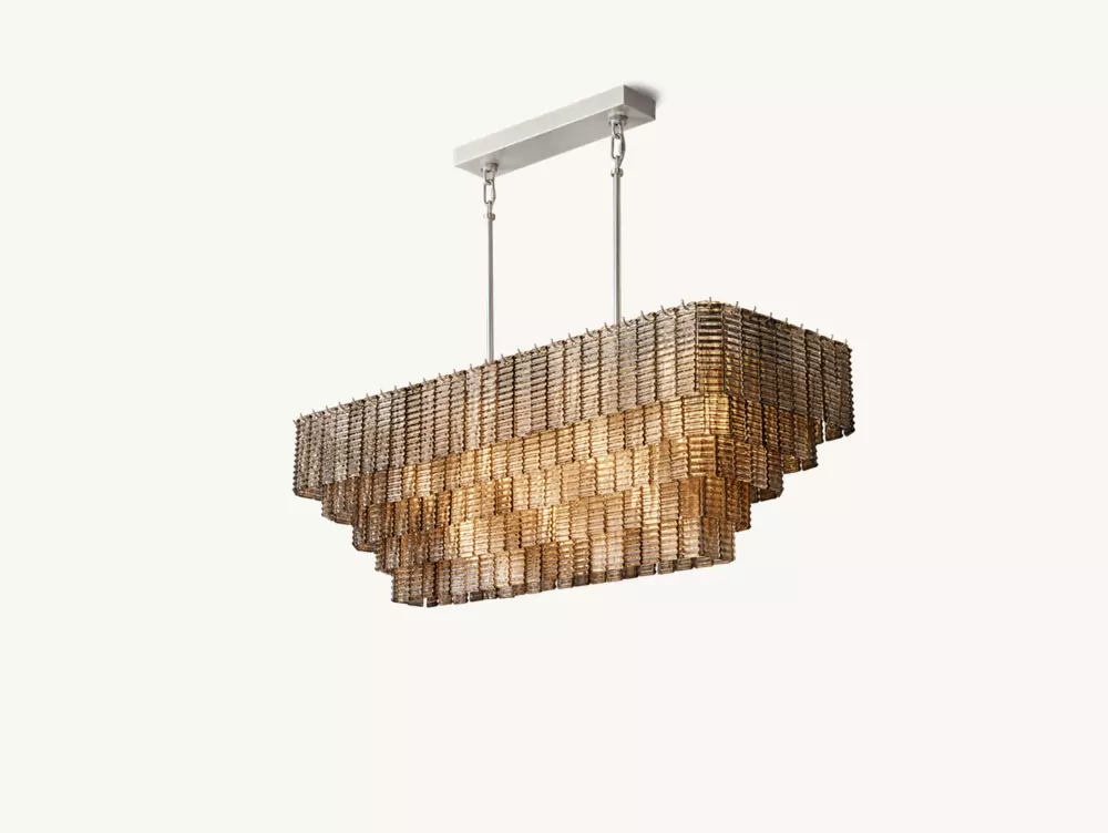 SIRENE SMOKE GLASS RECTANGULAR CHANDELIER 59