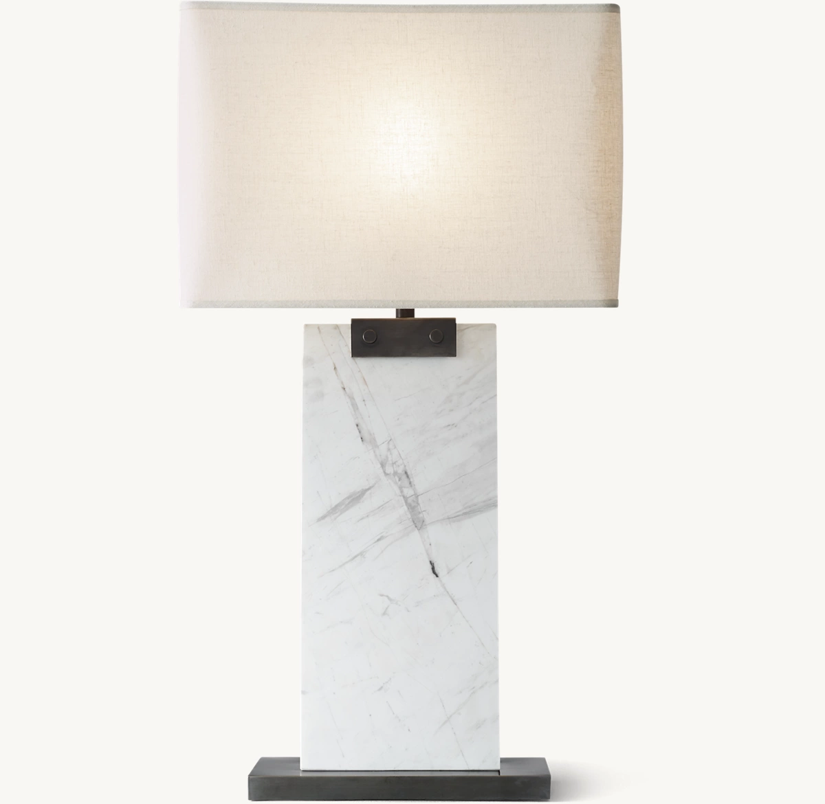 RECTANGULAR COLUMN MARBLE TABLE LAMP - Bronze