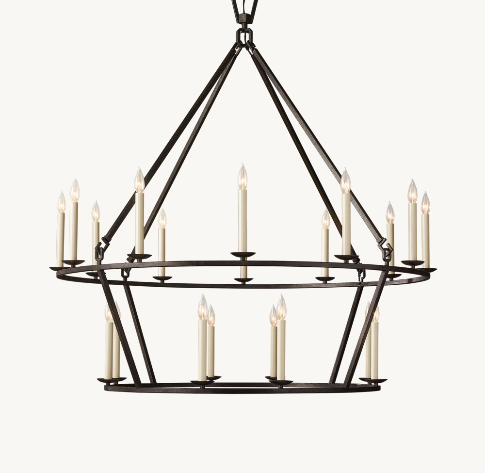 19TH C. ENGLISH OPENWORK TWO-TIER ROUND CHANDELIER 50