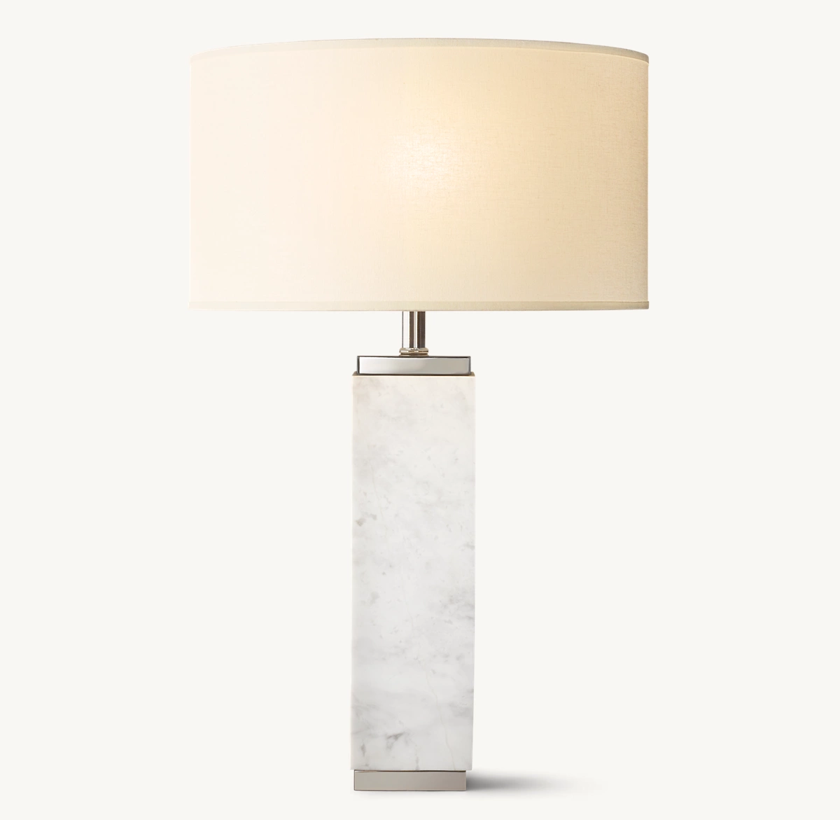 SQUARE COLUMN MARBLE TABLE LAMP - Polished Nickel