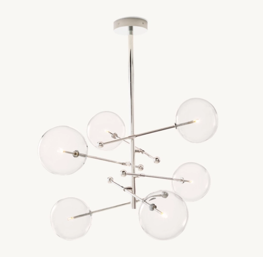 GLASS GLOBE MOBILE SIX-ARM CHANDELIER 55