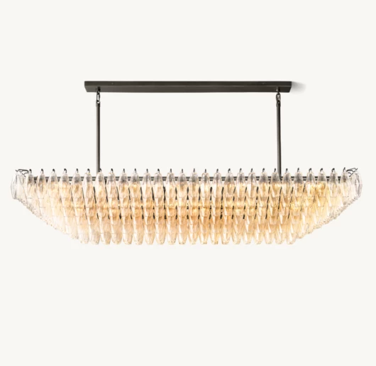 CHIARA CLEAR GLASS TIERED RECTANGULAR CHANDELIER 74