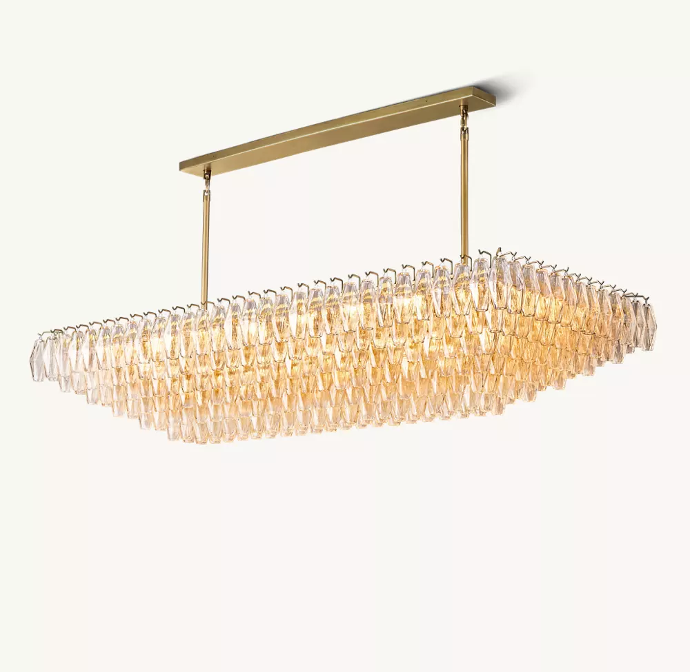 CHIARA CLEAR GLASS TIERED RECTANGULAR CHANDELIER 74
