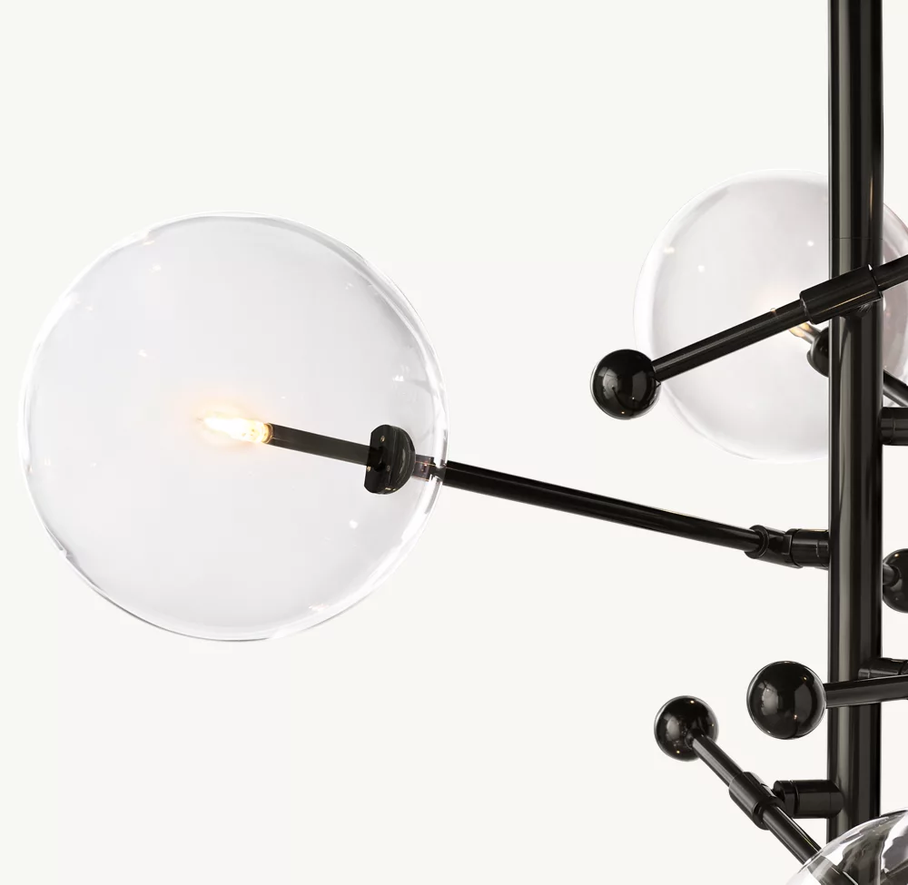 GLASS GLOBE MOBILE SIX-ARM CHANDELIER 40