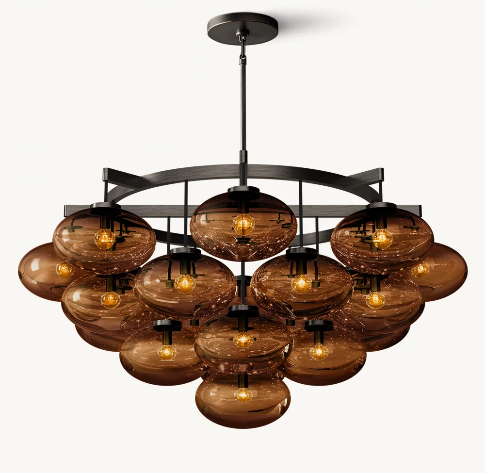 CABRETTE AMBER GLASS ROUND CHANDELIER 48