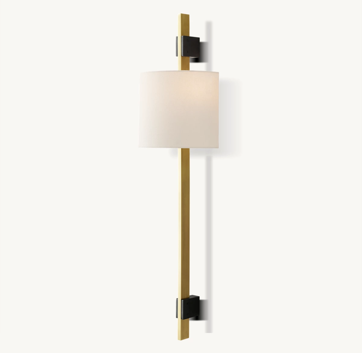 VELA RECTANGULAR BAR SCONCE - ROUND SHADE - Lacquered Burnished Brass
