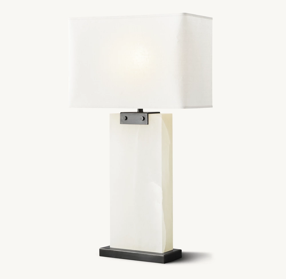 RECTANGULAR COLUMN ALABASTER TABLE LAMP - Image 6