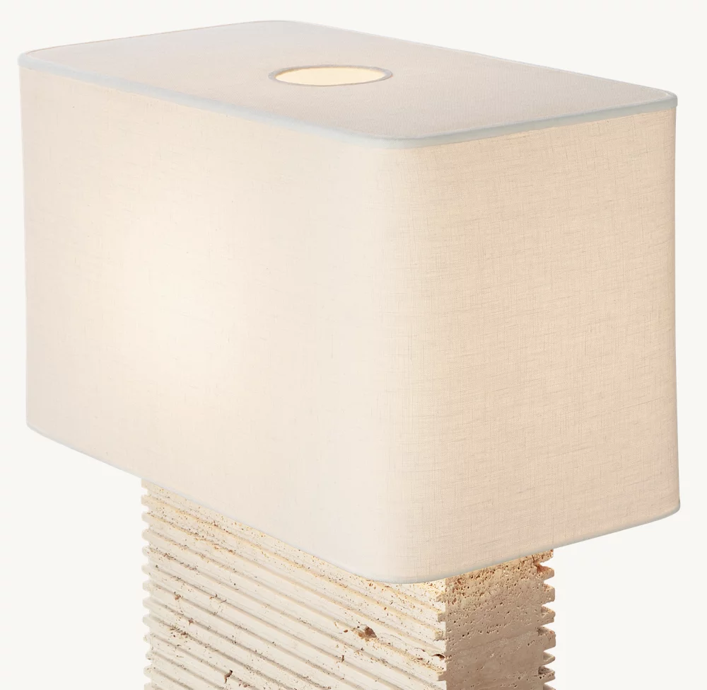 TALLADO CLASSICO TRAVERTINE WIDE RECTANGULAR TABLE LAMP - Image 1