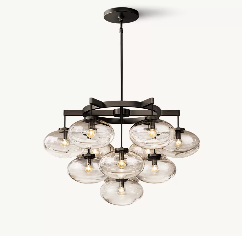 CABRETTE CLEAR GLASS ROUND CHANDELIER 36