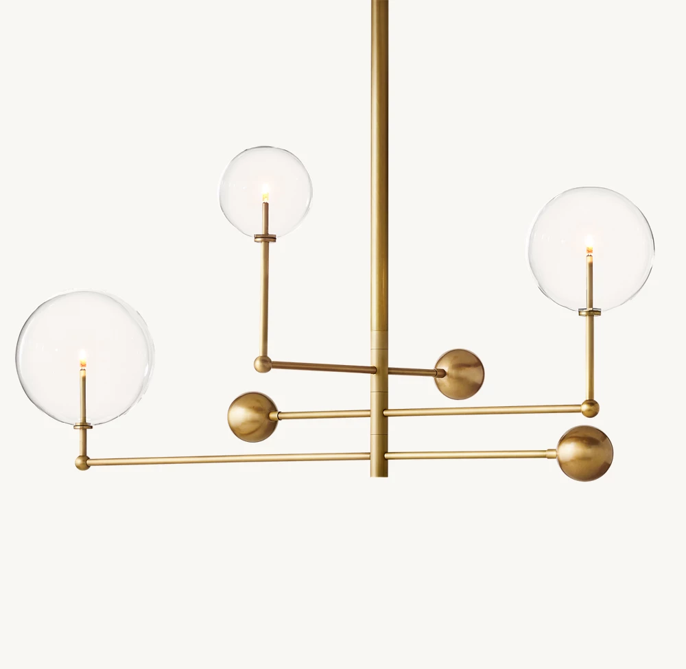 GLASS GLOBE MOBILE THREE-ARM CHANDELIER 46