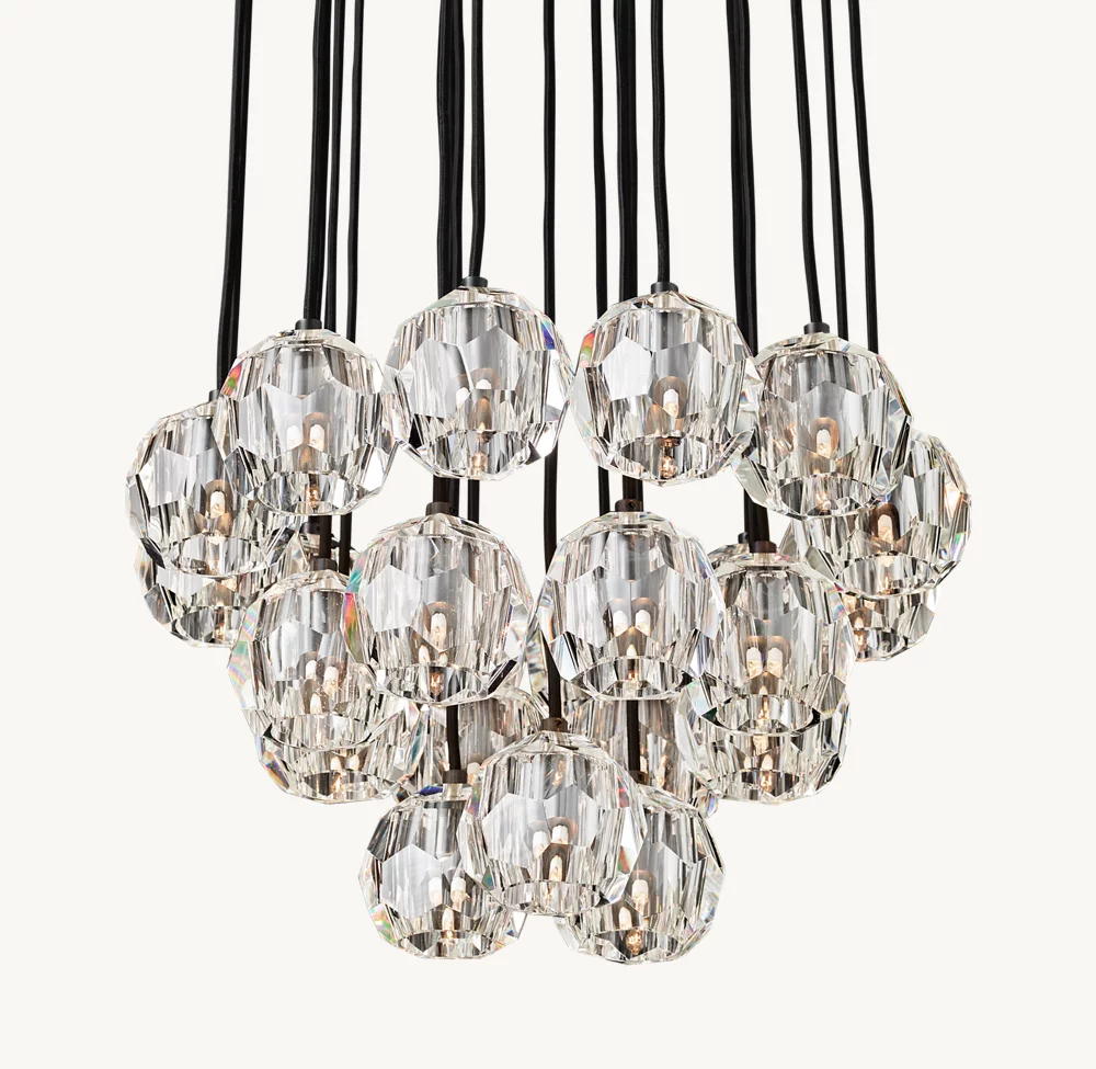 BOULE DE CRISTAL CLEAR GLASS ROUND CLUSTER CHANDELIER 24