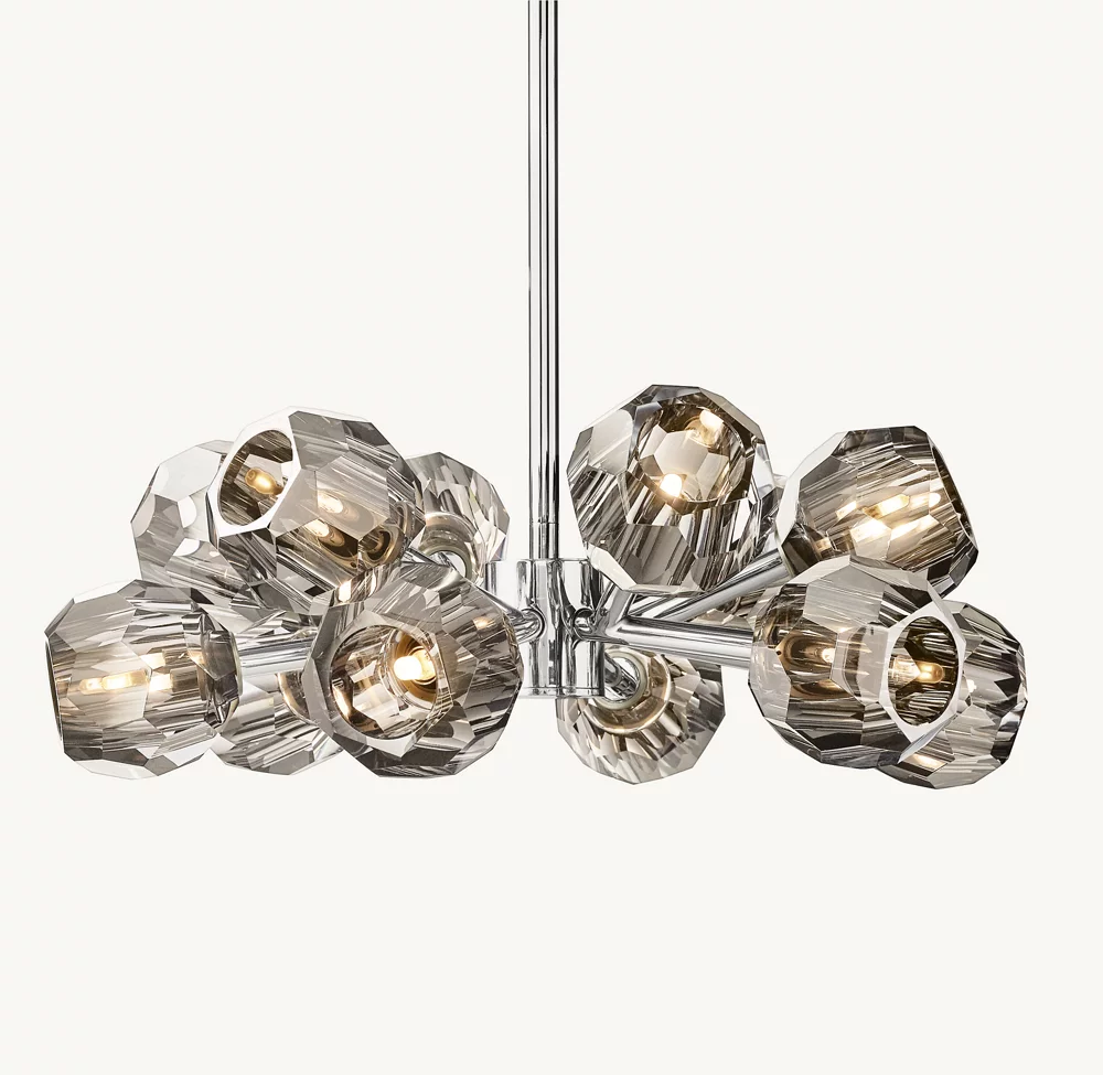 BOULE DE CRISTAL SMOKE GLASS ROUND CHANDELIER 24