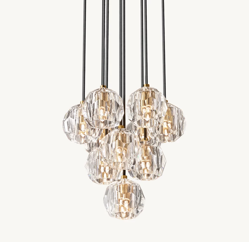 BOULE DE CRISTAL CLEAR GLASS ROUND CLUSTER CHANDELIER 14