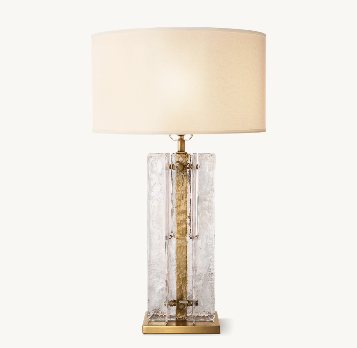 LATTICE CLEAR GLASS TABLE LAMP - Lacquered Burnished Brass