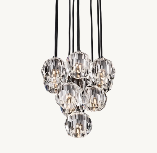 BOULE DE CRISTAL CLEAR GLASS ROUND CLUSTER CHANDELIER 14