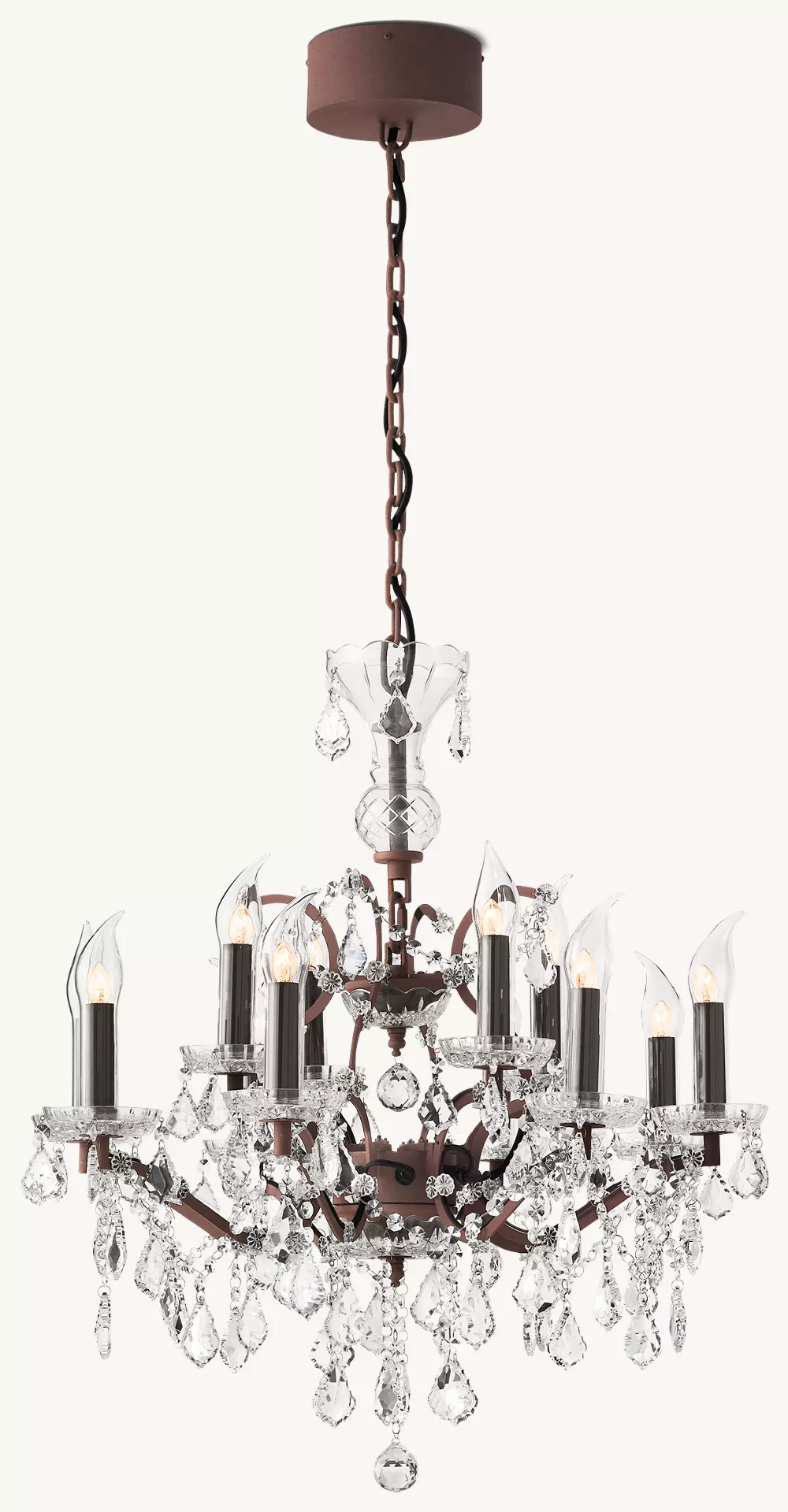 19TH C. ROCOCO IRON & CRYSTAL OUTDOOR CHANDELIER - Image 2