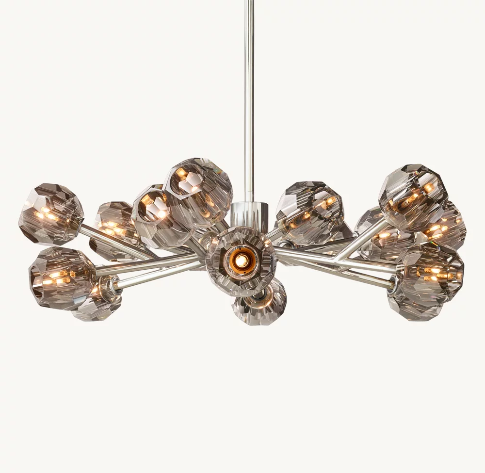 BOULE DE CRISTAL SMOKE GLASS ROUND CHANDELIER 36