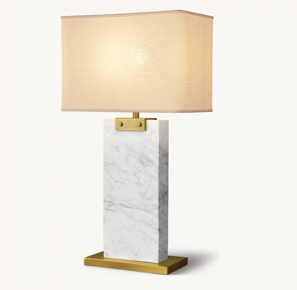 RECTANGULAR COLUMN MARBLE TABLE LAMP - Image 4