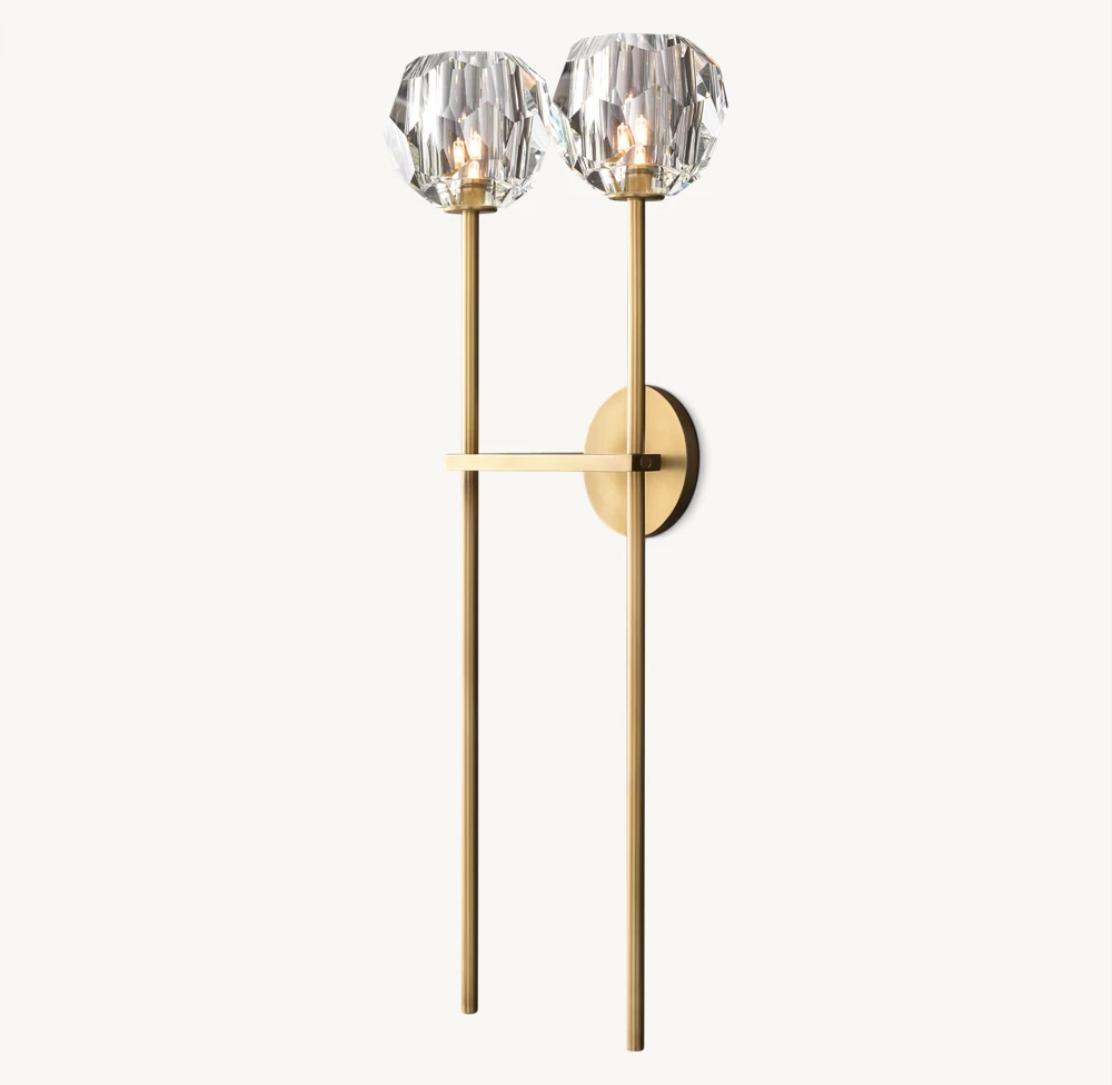 BOULE DE CRISTAL CLEAR GLASS GRAND DOUBLE SCONCE - Image 1