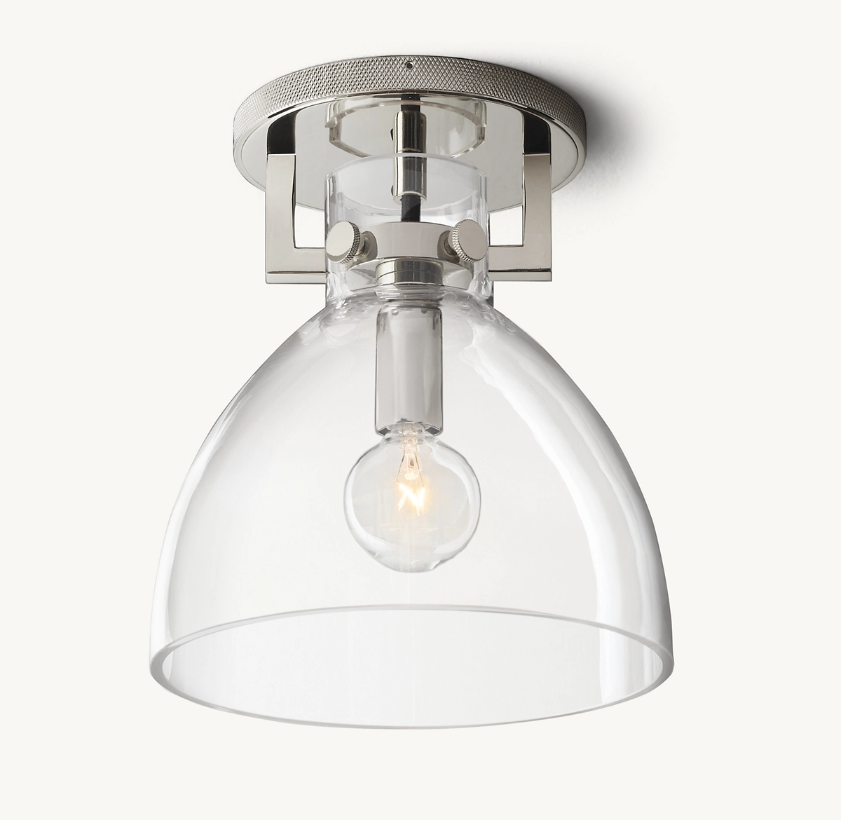 MACHINIST GLASS CLOCHE FLUSHMOUNT - Polished Nickel