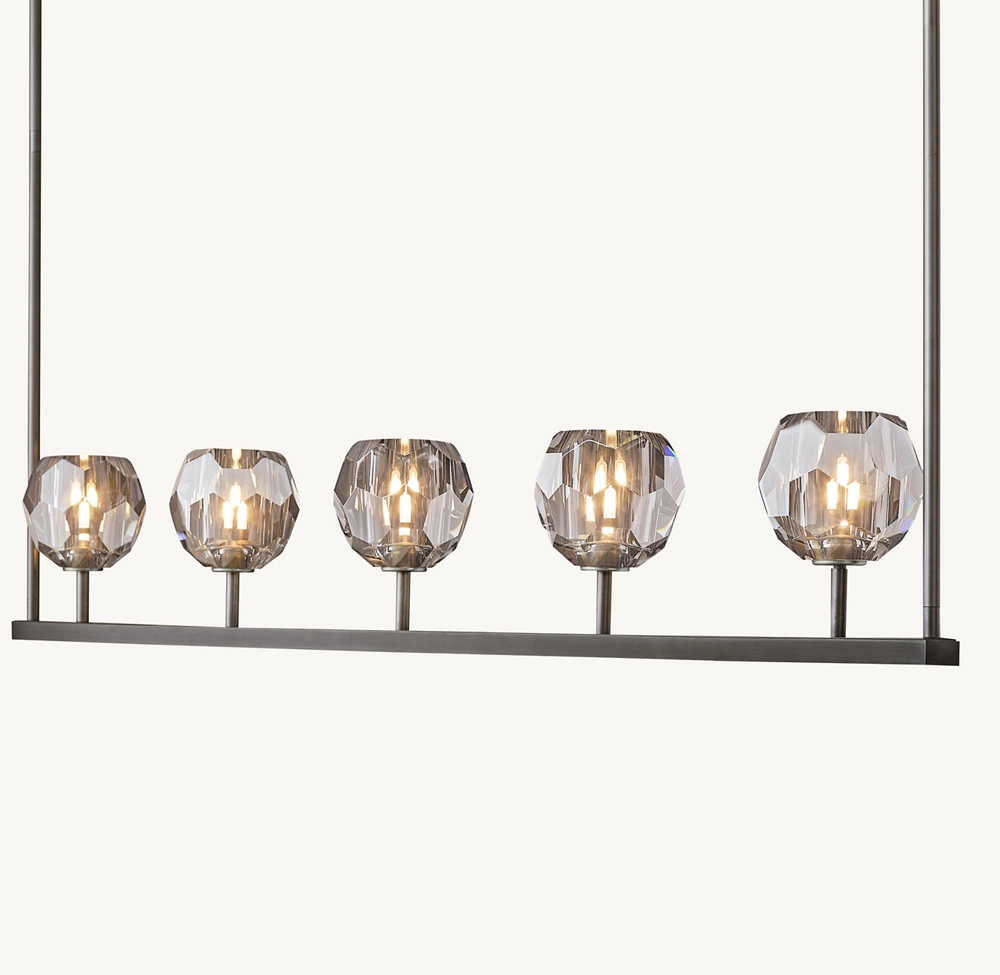 BOULE DE CRISTAL SMOKE GLASS LINEAR CHANDELIER 48