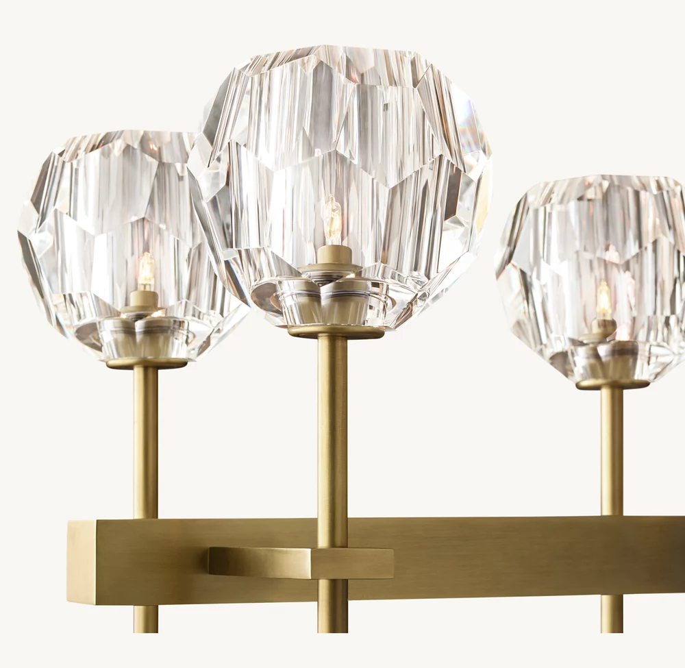 BOULE DE CRISTAL CLEAR GLASS DOUBLE LINEAR CHANDELIER 60