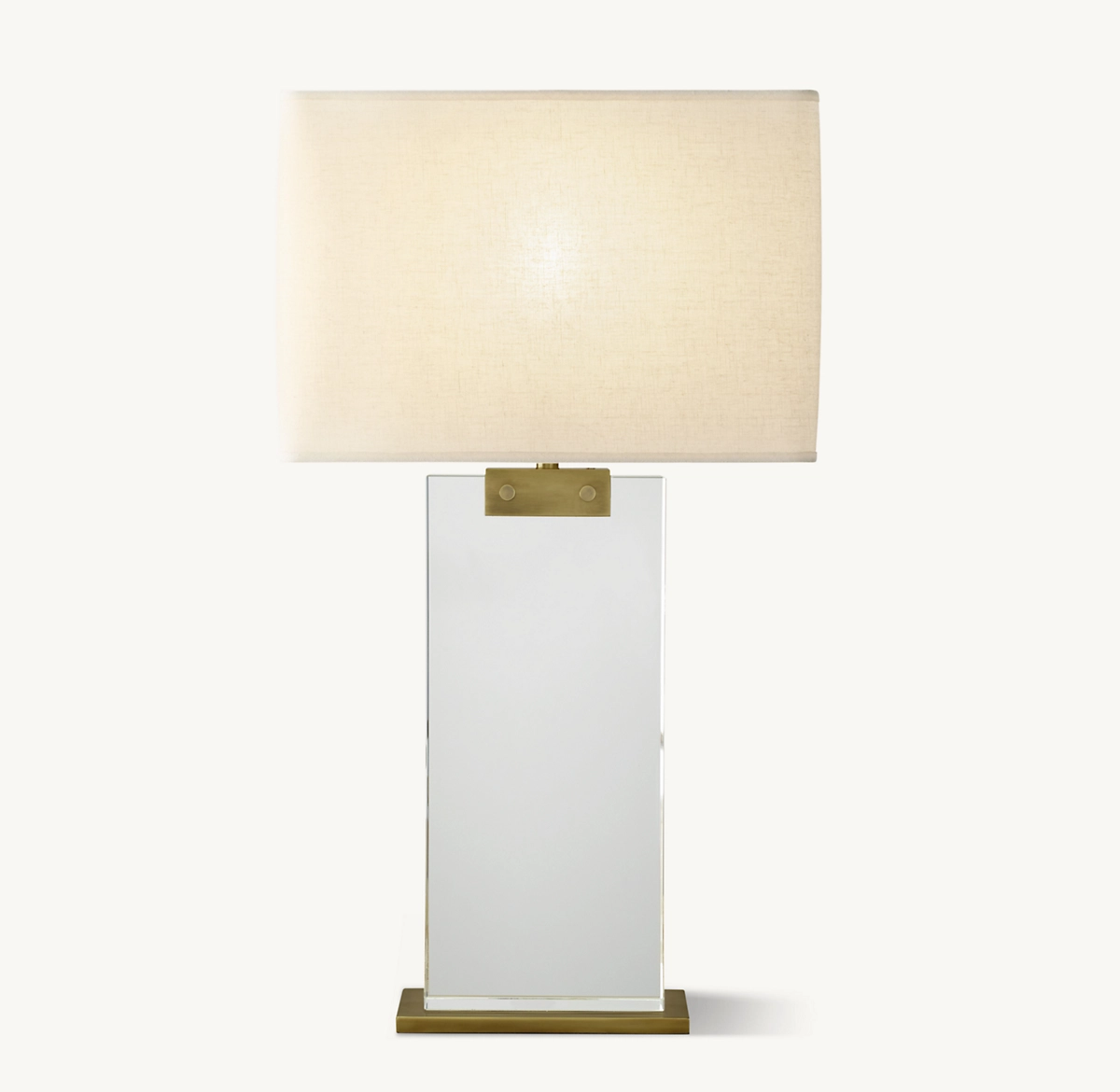 RECTANGULAR COLUMN CRYSTAL TABLE LAMP - Lacquered Burnished Brass
