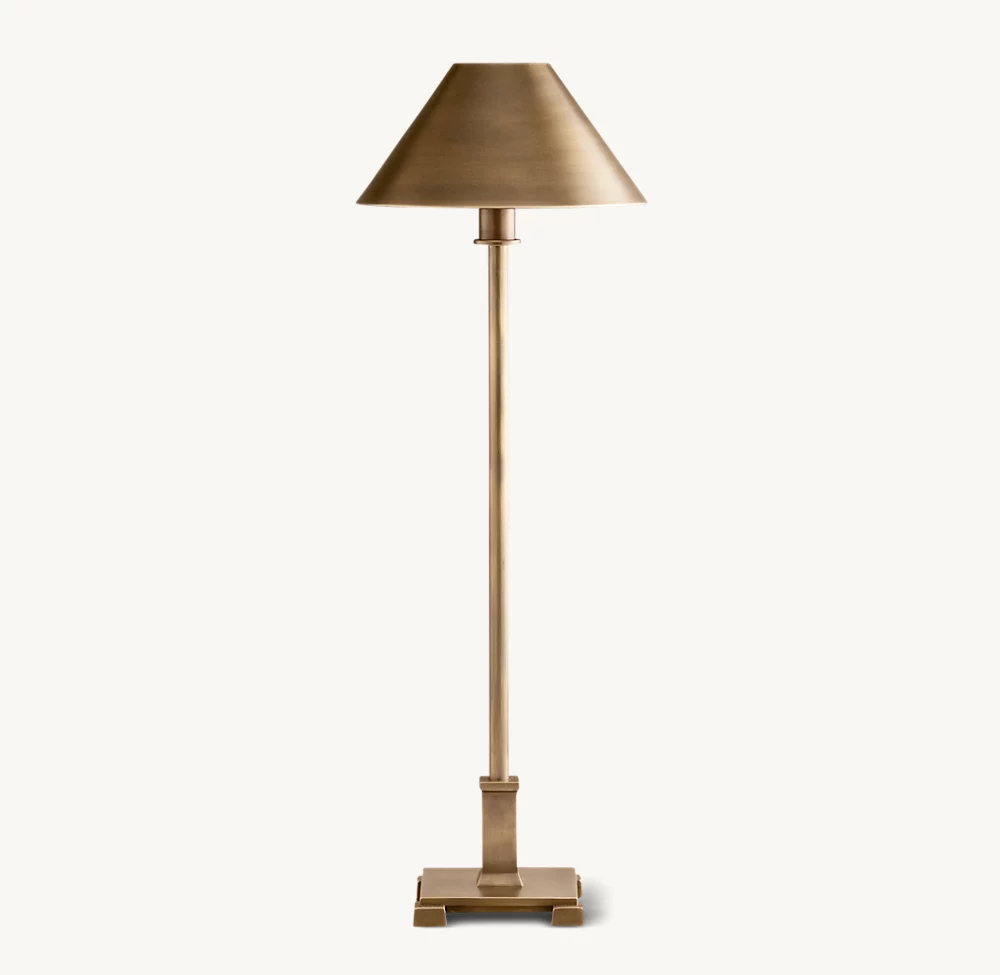PETITE CANDLESTICK METAL SHADE TABLE LAMP - Vintage Brass