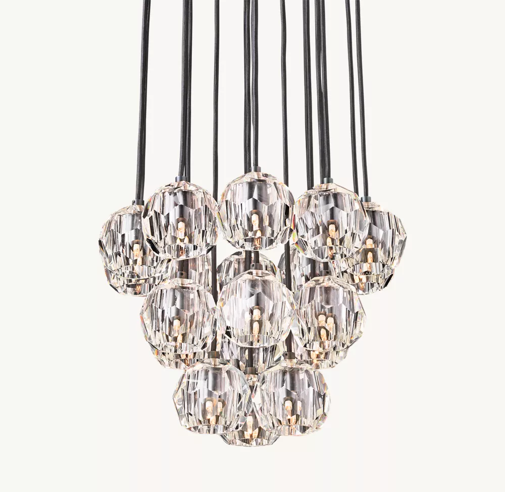 BOULE DE CRISTAL CLEAR GLASS ROUND CLUSTER CHANDELIER 19