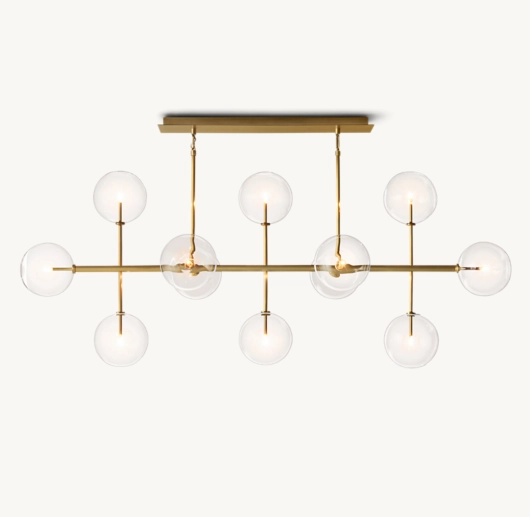 GLASS GLOBE MOBILE LINEAR CHANDELIER
