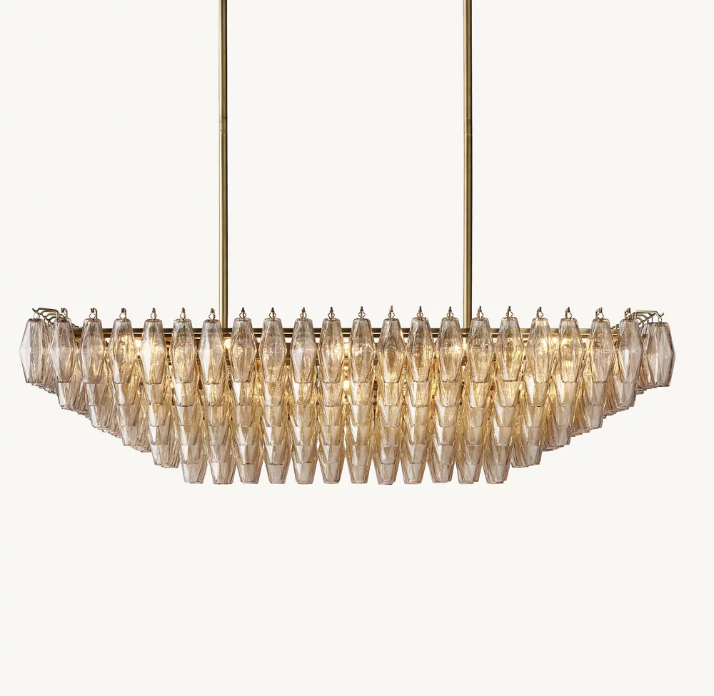 CHIARA SMOKE GLASS TIERED RECTANGULAR CHANDELIER 54