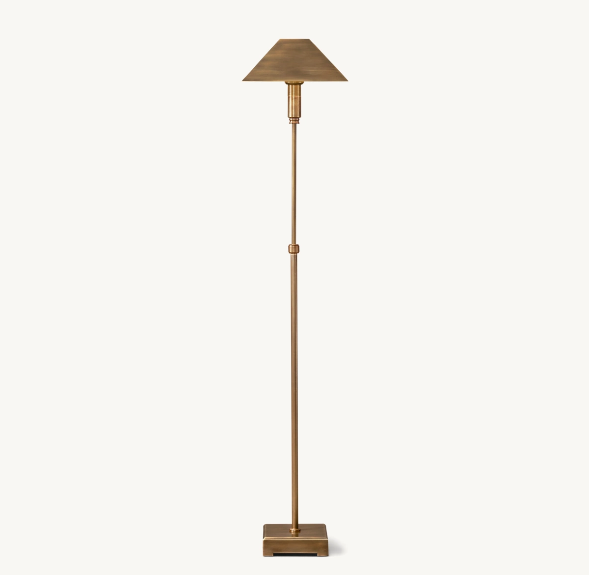 PYRAMID METAL SHADE TELESCOPING FLOOR LAMP - Vintage Brass