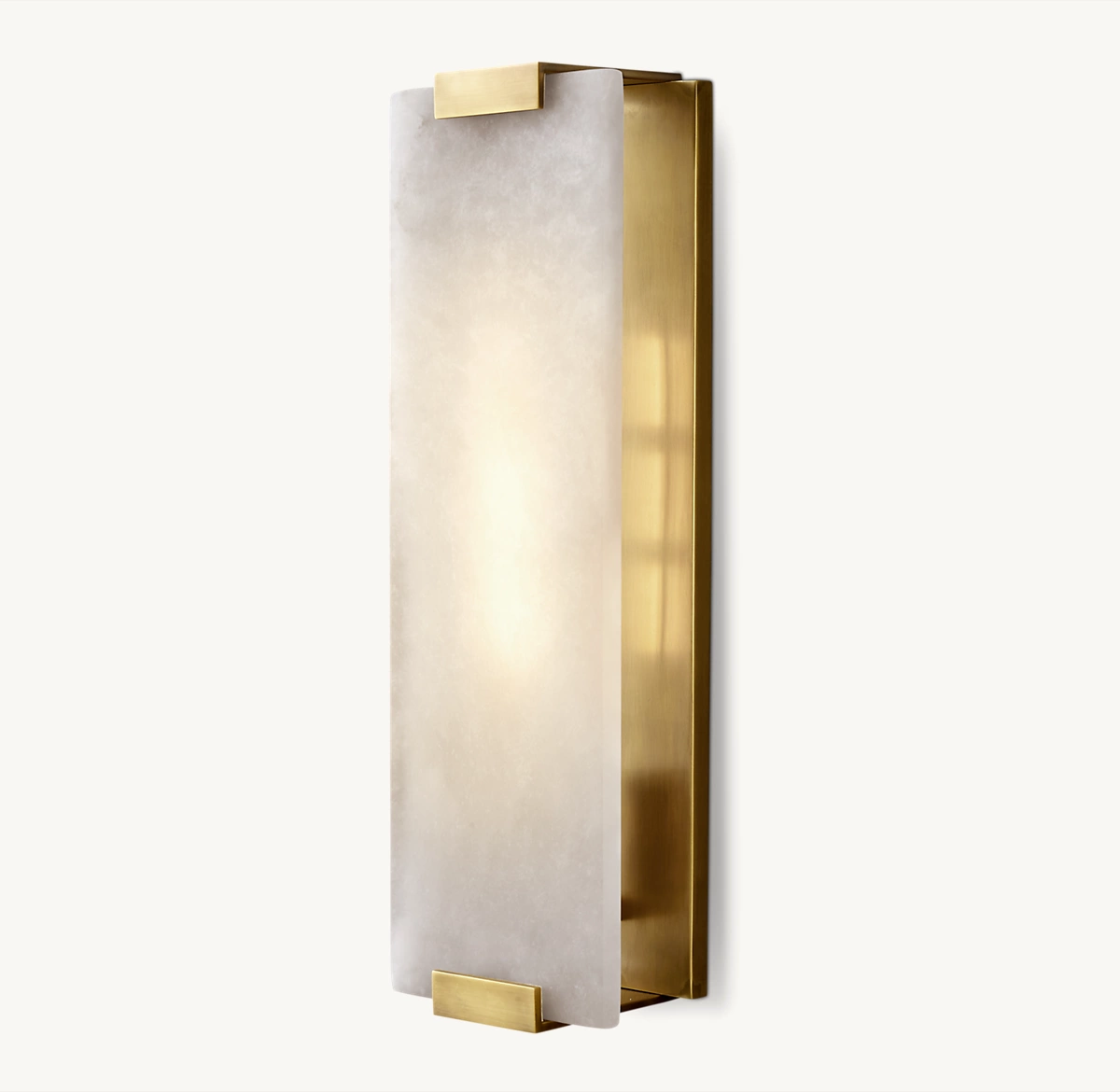 HAND-CARVED ALABASTER GRAND SCONCE - Lacquered Burnished Brass