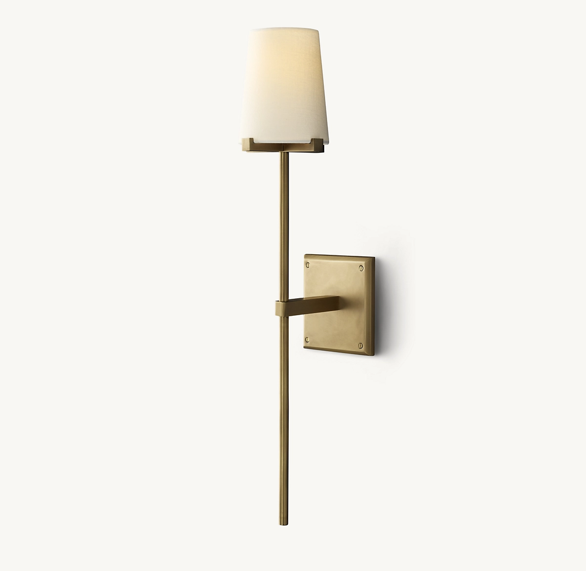 PAUILLAC FABRIC SHADE TORCH SCONCE - Lacquered Burnished Brass
