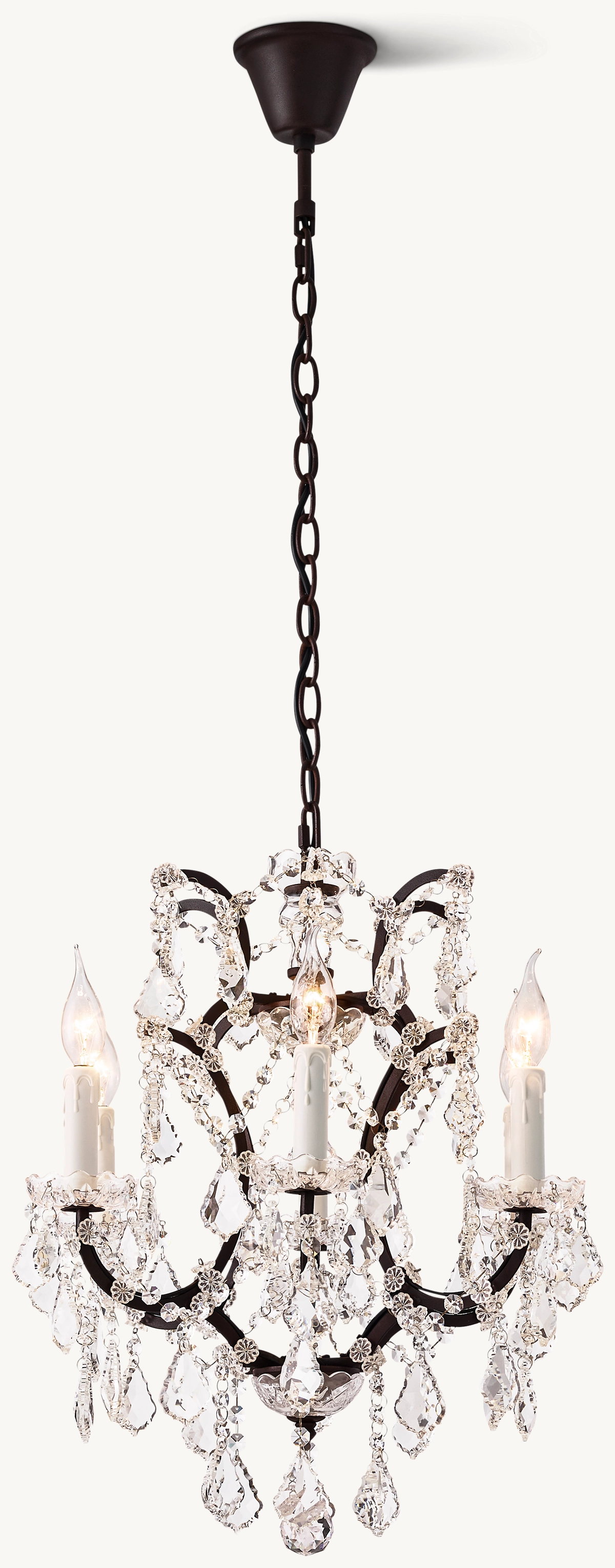 19TH C. ROCOCO IRON & CRYSTAL ROUND CHANDELIER 18