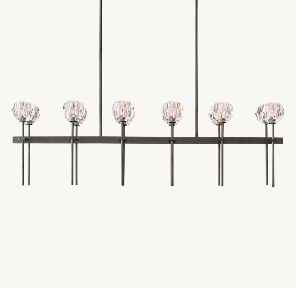 BOULE DE CRISTAL CLEAR GLASS DOUBLE LINEAR CHANDELIER 60