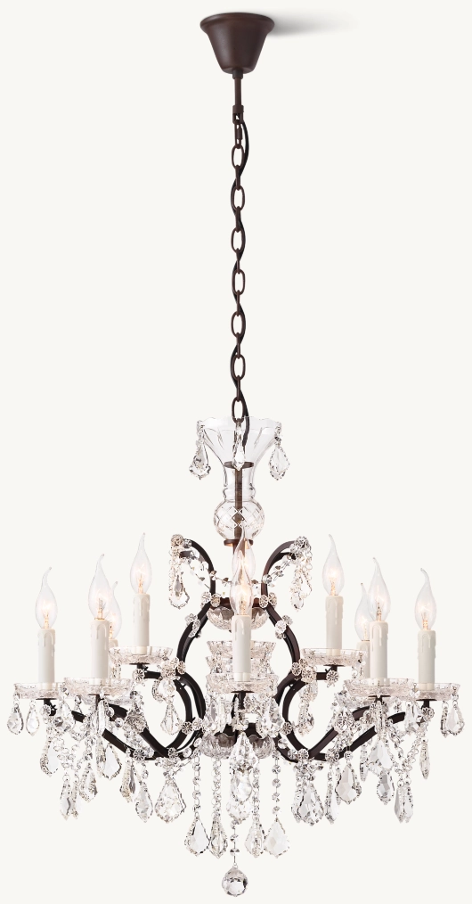 19TH C. ROCOCO IRON & CRYSTAL ROUND CHANDELIER 28