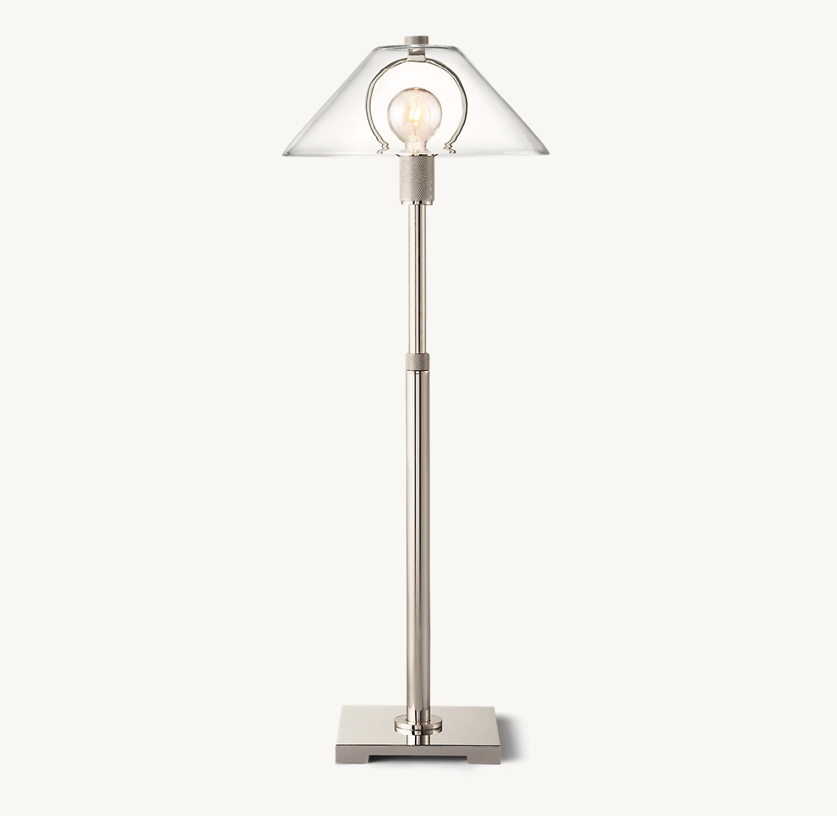 UTILITAIRE GLASS SHADE TABLE LAMP - Polished Nickel