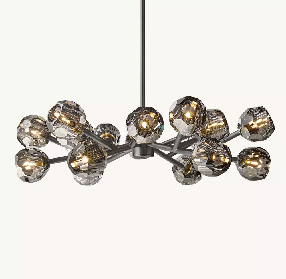 BOULE DE CRISTAL SMOKE GLASS ROUND CHANDELIER 36