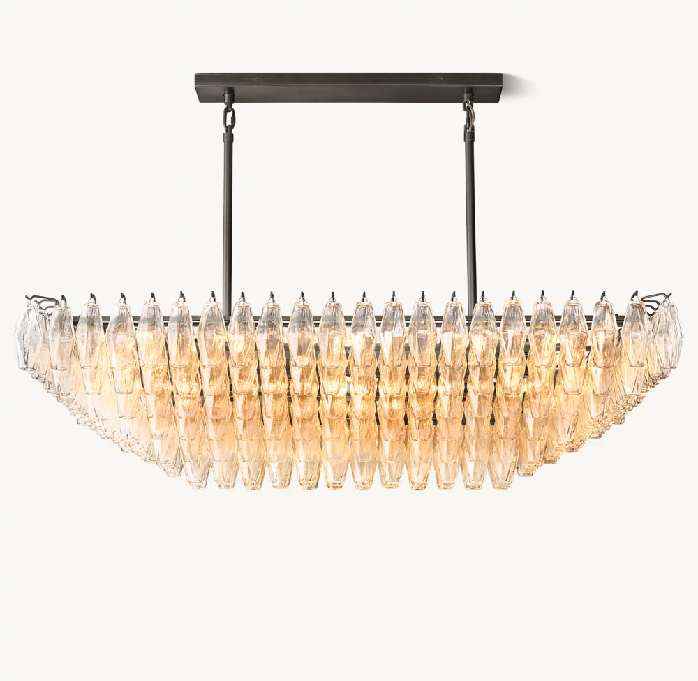 CHIARA CLEAR GLASS TIERED RECTANGULAR CHANDELIER 54