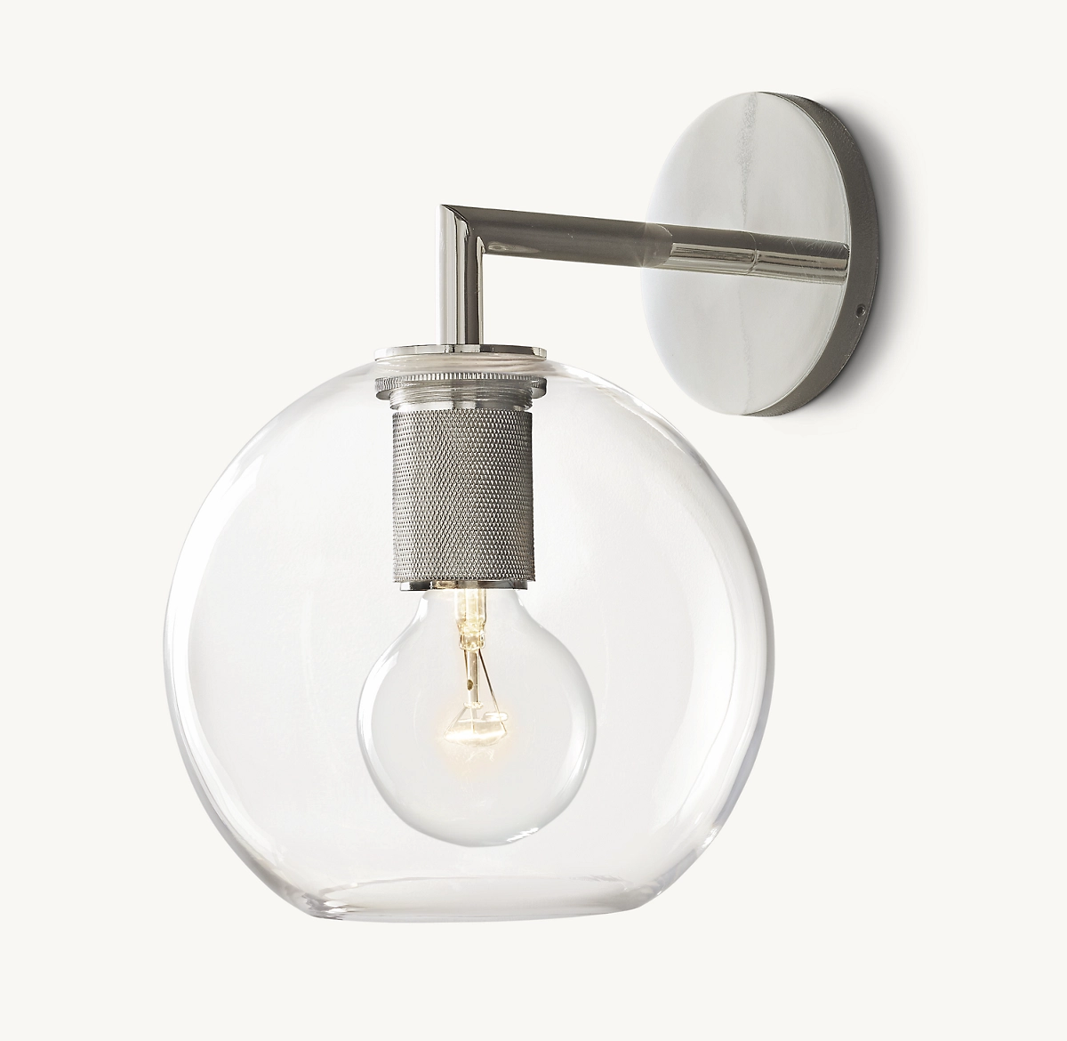 UTILITAIRE GLOBE SHADE SCONCE - Polished Nickel