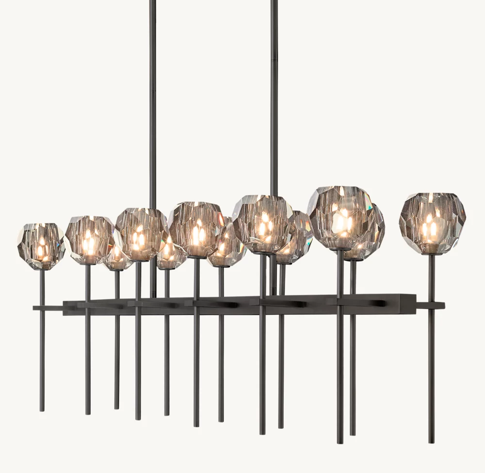 BOULE DE CRISTAL SMOKE GLASS DOUBLE LINEAR CHANDELIER 60