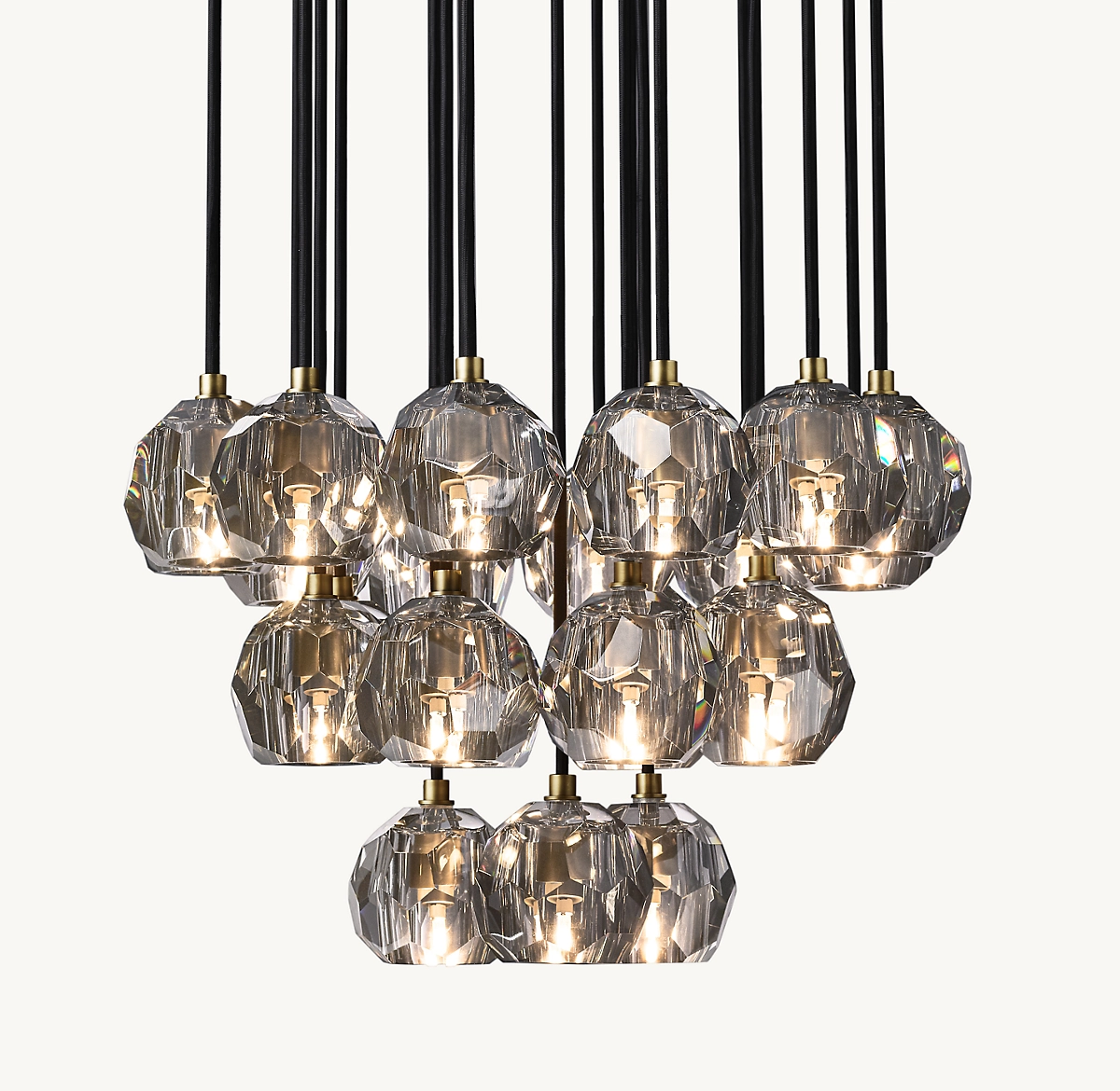 BOULE DE CRISTAL SMOKE GLASS ROUND CLUSTER CHANDELIER 24