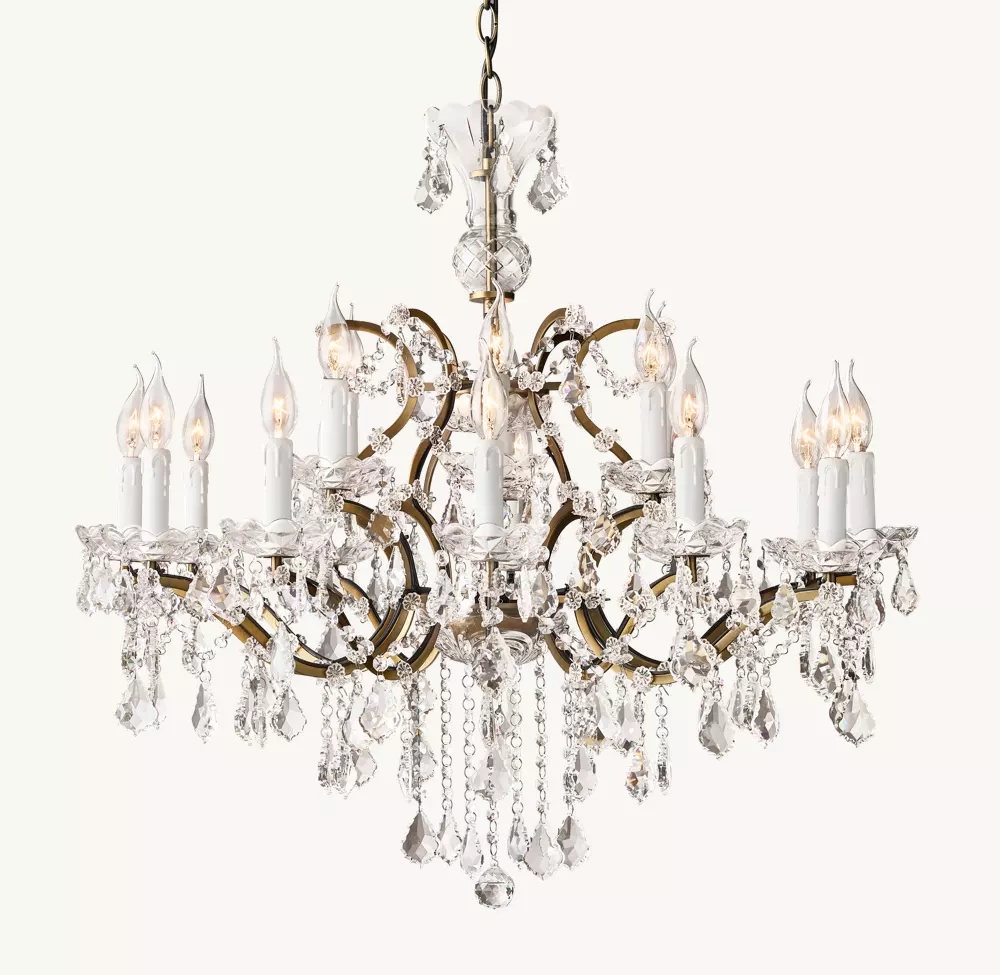 19TH C. ROCOCO IRON & CRYSTAL ROUND CHANDELIER 33