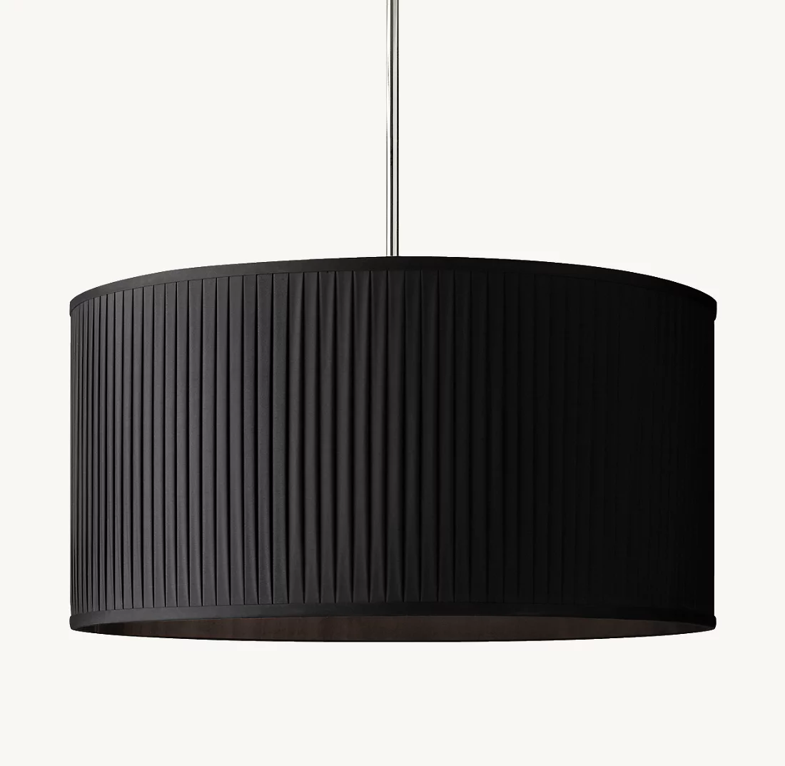 REED BLACK PLEATED DRUM PENDANT - Finish Options, Fabric Options